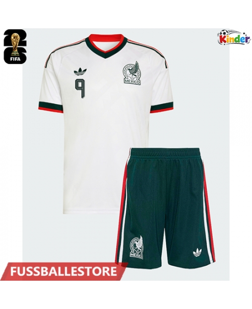Günstige Mexiko Raul Jimenez #9 Auswärts Trikotsatzt Kinder WM 2026 Kurzarm (+ Kurze Hosen)